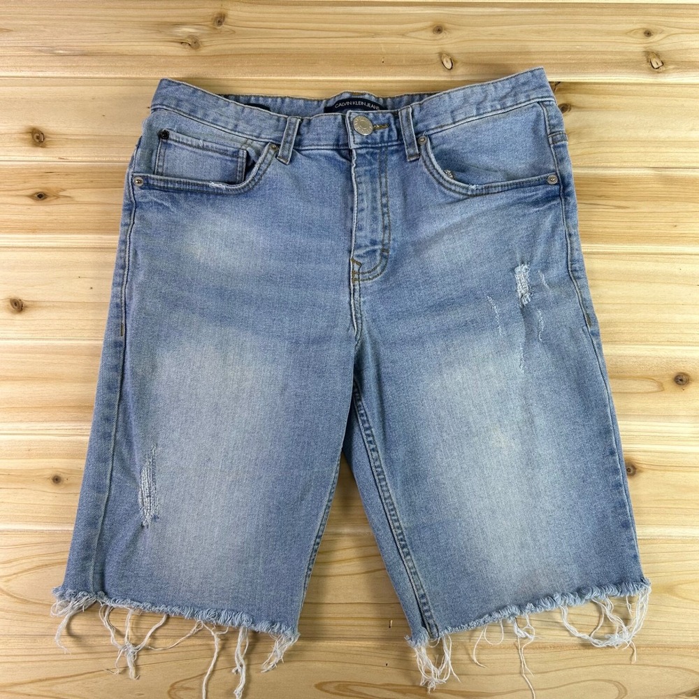 Calvin Klein Shorts Girls 16 Distressed Cut-Off Slim Denim Blue Jean Shorts